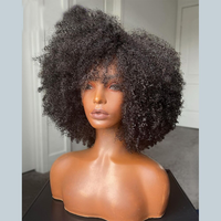 Courte Perruque Cheveux Humains Afro Crépus Bouclés 4C, Afro Crépus Bouclés avec Texture 4C, Ligne de Cheveux Naturelle, Sans Colle, Économique