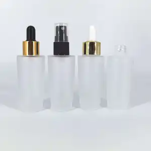 フロストボトルストレートガラスドロッパーボトル30ml 50ml 100mlブラックラバートップ付き