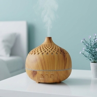 Diffuseur d'huiles essentielles à ultrasons effet bois, diffuseur de parfum et d'arômes avec lumière LED