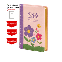 Bible chrétienne de qualité supérieure en cuir PU avec impression couleur personnalisée et bord doré, idéale pour les cadeaux d'église et l'étude religieuse.