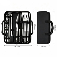 Ensemble de 18 ustensiles de barbecue en acier inoxydable de haute qualité : spatule, fourchette, pince, couteau, brosse, brochettes, pour grillades au charbon de bois