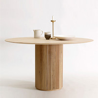 Table basse ronde convertible en bois massif moderne de luxe pour salon