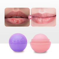 Baume à lèvres hydratant végétalien et biologique avec logo personnalisé, étiquette privée, crème pour les lèvres, soin des lèvres pour clinique et spa, baume à lèvres rond violet en forme de boule, cadeau