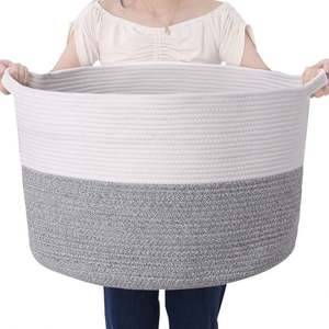Ensemble de 2 paniers à linge lavables en machine, tissés à la main, avec couvercle, en plastique, style boîte à pain mignonne, avec poignée - Product Image 1