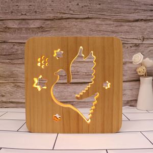 Maison 3D déco lumière paix <span class=keywords><strong>Pigeon</strong></span> illusion optique lampe de nuit Base en bois créatif bébé cadeau veilleuse enfants 3D <span class=keywords><strong>lampes</strong></span> pour enfants - Product Image 3