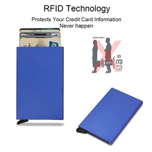RFID حامل معدني نحيف نحيف للرجال والنساء محافظ محفظة صغيرة معرف الائتمان محفظة الأعمال - Product Image 3