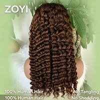Perruque Lace Front HD 13x4 en Cheveux Humains Brésiliens Couleur Marron, Densité 250, Ondulations Profondes, avec Baby Hair Pré-épilés
