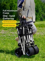 Chariot pliable à quatre roues en alliage d'aluminium et tissu Oxford 600D pour le camping, les courses, le rangement, les pique-niques et les voyages, grande taille
