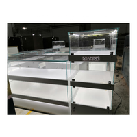 Personalizado al por menor de lujo collar de la joyería Set Vitrina Stand Gabinetes Bastidores MDF Encimera de vidrio con cajón para uso en tienda