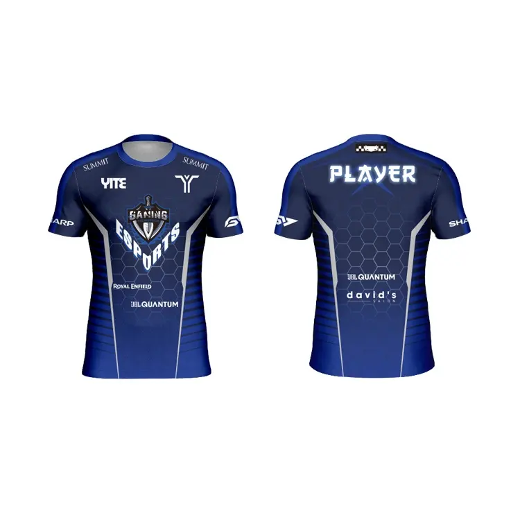 Stampa a sublimazione Logo della squadra Esport camicie blu E-Sports maglia da gioco personalizzata