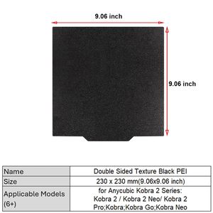 Plateforme PEI texturée double face 230*230mm pour <span class=keywords><strong>imprimante</strong></span> <span class=keywords><strong>3D</strong></span> Auycubic <span class=keywords><strong>Kobra</strong></span> 2 <span class=keywords><strong>Neo</strong></span> Pro - Product Image 4