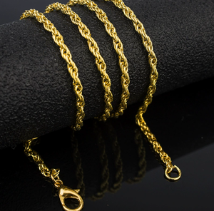 힙합 남성용 3mm 50cm 얇은 체인 18k PVD 골드 스테인리스 스틸 로프 트위스트 패션 체인 목걸이 - Product Image 2