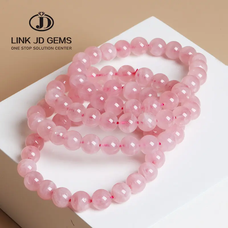 Pulsera de cuarzo rosa de gelatina Natural para mujer, pulsera de piedras preciosas naturales de alta calidad, joyería