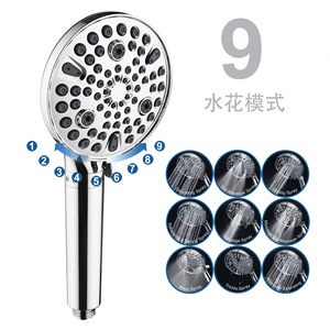 Pommeau de douche portable rond réglable avec fonction de massage par bulles et pluie HS9752CP - Product Image 2
