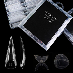 Clear Crystal Full Cover <b>Nail</b> Dual Forms Paperless Quick Building Gel <b>Extension</b> Mold Tips for <b>Nail</b> Art - Product Image 1