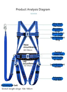 工場直販落下防止ダブルラージフック屋外レスキュー5点全身安全ハーネス