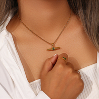Collier de couple en acier inoxydable plaqué or 18 carats, bijoux tendance anti-ternissement, collier barre pour femmes et hommes, cadeau de Noël