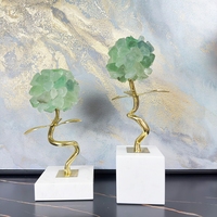 Paire de sculptures florales en cristal d'améthyste de luxe - Ornement de décoration moderne pour salon, cadeau de mariage