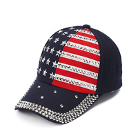Gorras de Béisbol Ajustables de 7 Paneles con Bandera de EE. UU. y Pedrería para Hombre y Mujer, Estilo Hip Hop, DYYXC