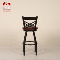 Chaise de bar en métal rétro industrielle avec siège rembourré, tabouret haut en acier vintage moderne pour restaurant et pub