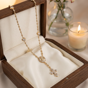Bijoux fins Jenime, collier en argent plaqué or 925 avec chaîne à billes en moissanite et pendentif croix, style hip hop personnalisé pour hommes - Product Image 2