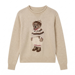 Maglione Personalizzato con Stampa Orso per <span class=keywords><strong>Donna</strong></span>, 100% Cotone Antipilling, Pullover Lavorato a Maglia, Stile Europeo Casual e Caldo per Esterni - Product Image 1