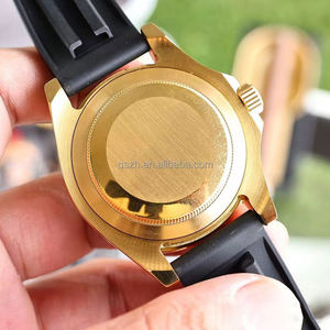 Kit d'assemblage de montre de plongée, boîtier en acier inoxydable jaune or, résistant à l'eau 10 bars, bracelet en caoutchouc, pièces de réparation de montre, cadran - Product Image 6