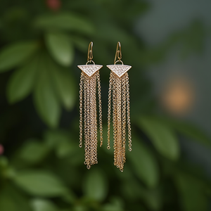 Boucles d'oreilles pendantes tendance en acier inoxydable 316L plaqué or PVD, durables et résistantes, avec longs pompons - Product Image 3