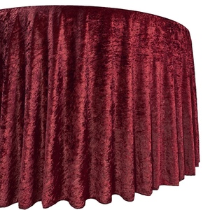 Burgundy sang trọng nhung bảng vải 120 / 132 inch Khăn trải bàn tròn mềm nghiền nát Khăn trải bàn Nhung - Product Image 3