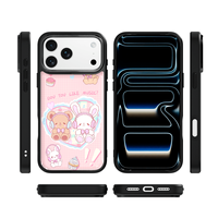Coque de téléphone AG Feeling Black Edge avec motif lapin musical doré pour iPhone 17, 17 Pro Max, 16 Pro, 15 – Coque magnétique