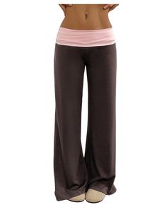 Logo personnalisé imprimé femmes polaire coton pantalons de survêtement couleur bloc taille basse replier sur baggy <span class=keywords><strong>pantalon</strong></span> à jambes larges pour les femmes - Product Image 6