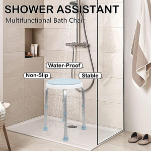 <span class=keywords><strong>Silla</strong></span> de Baño <span class=keywords><strong>para</strong></span> Adultos con Rotación de 360 Grados, Taburete de Baño de Acero y Aluminio con Tapete Giratorio - Product Image 2
