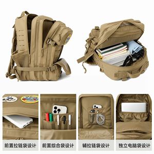Tactical <b>Backpack</b> Outdoor Hiking Military Style Waterproof <b>Khaki</b> Unisex Camping Travel Mountaineering <b>Backpack</b> - Product Image 4