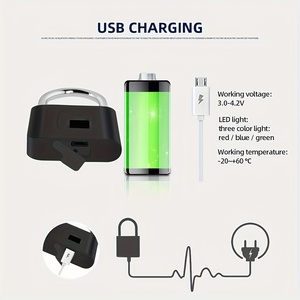 Cadenas biométrique intelligent rechargeable par USB avec empreinte digitale, 20 groupes - Product Image 3