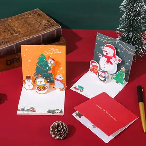 סיטונאי חג המולד כרטיסי Creative החדש תלת ממדים קטן כרטיס חדש שנה מיני חצוצרה חמוד קריקטורה סטודנטים