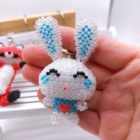 Porte-clés breloque animaux mignons, figurine décorative d'intérieur, accessoires DIY perles de cristal