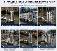 Pompe submersible 2HP en acier inoxydable SS316, haute pression, haut débit, anti-colmatage, pour boues et applications chimiques industrielles, pour canalisations d'égouts, OEM