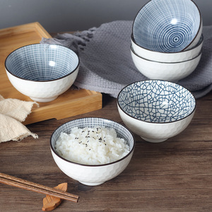 Juego de Vajilla de Cerámica para el Hogar, Diseño Japonés, Tazón Alto con Flores Pintadas, para Sopa o Arroz - Product Image 1