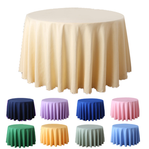 कस्टम गोल टेबल कपड़े शादी के लिए 60 इंच सादे पॉलिएस्टर सोने की - Product Image 5