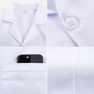 <span class=keywords><strong>Blouse</strong></span> de médecin unisexe personnalisable avec logo tissé, respirante, blanche, longue, en coton et polyester - Product Image 4