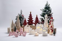 Ensembles de maisons de village de Noël blanches en porcelaine avec éclairage LED pour la décoration de la maison et du salon, cadeau de fêtes