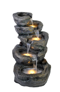 Elegante <span class=keywords><strong>fontana</strong></span> con ciotole in resina grige con giochi d'acqua a sfera di vetro <span class=keywords><strong>blu</strong></span> perfetti per l'arredamento all'aperto - Product Image 2