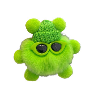 Mulit-color simpatico cartone animato peluche borsa ciondolo portachiavi portachiavi Cool occhiali da sole cappellino sfera peluche portachiavi portachiavi giocattoli portachiavi - Product Image 5