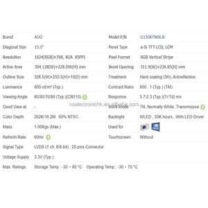 Nuevo módulo LCD TFT XGA original en stock de 15 pulgadas 1024×768 para control industrial y equipos médicos G150XTN06.B - Product Image 4