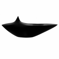 Sculpture abstraite en résine noire mate personnalisable, aérographe, durable, forme de bol asymétrique, commande en gros pour projets hôteliers