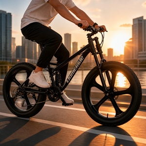 Vélo de montagne pour adulte avec cadre en acier au carbone, pneus de 26 pouces et 40 mm de large, freins à disque doubles, suspension avant, cadre souple, vélo à vitesse variable - Product Image 6