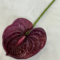 Fleur artificielle Anthurium toucher réel, plante succulente en silicone souple, plante verte pour décoration maison, mariage, arrangement floral