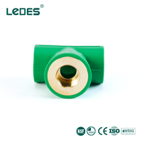 Raccord en T PPR femelle fileté avec insert en laiton certifié NSF DVGW WRAS, vert, pour eau chaude et froide