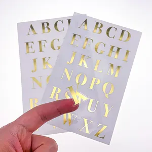 定制乙烯基透明透明ABC字母表印刷商标箔吻切页贴纸