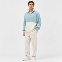 Pull Homme MENGTU à Demi-Zip en Tricot Côtelé Effet Délavé Vintage avec Logo Personnalisé – Style Streetwear